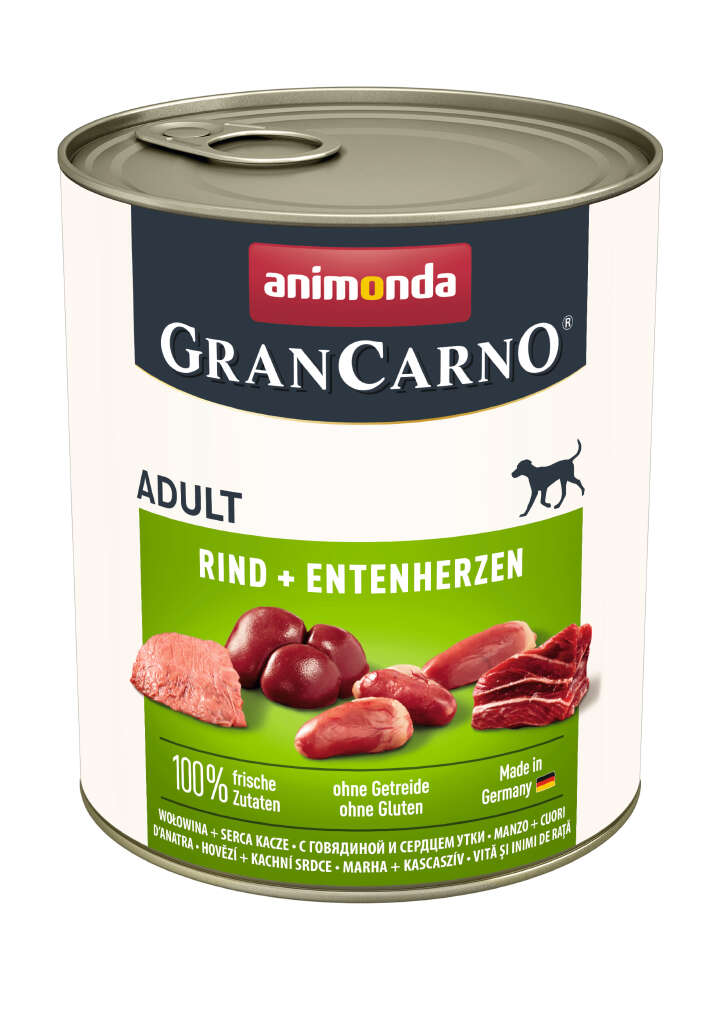 animonda Hunde-Nassfutter GranCarno Adult Rind + Entenherzen